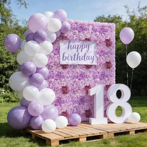 Zythrem Purple Flower Wall Backdrop 12-Pack Rose Wall Panels 15×15 Inch Silk Flower Wedding Backdrop 3D Artificial Floral Backdrop for Birthday Party Home Event Photography Background - color: Purple