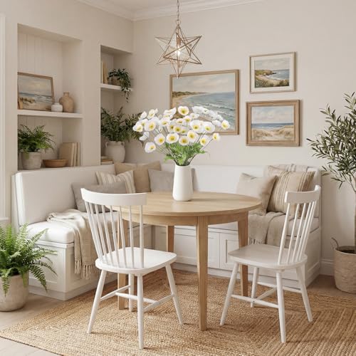 10 Pcs White Artificial Poppy Flowers with 40 Heads Lifelike Silk Fake Poppies for Vase Faux Poppies Flowers for Spring Wedding Home Table Centerpiece Baby Shower Veterans Day Decor (White) - color: White