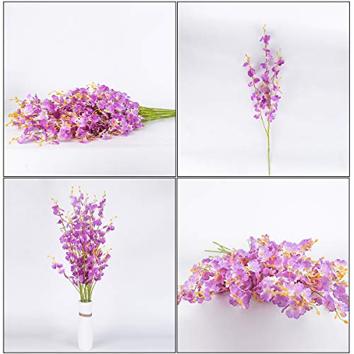 BOMAROLAN Artificial Dancing Lady Orchid Silk Faux Flowers Fake Butterfly Orchids 10 Pcs Real Touch for Wedding Home Office Party Hotel Decoration Restaurant Patio Festive Furnishing (Purple) - color: Purple
