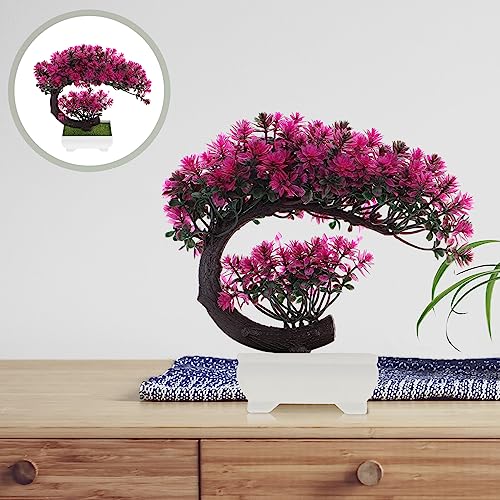 GANAZONO Realistic Faux Potted Plants for Desktop Decor Artificial Bonsai Greenery for Home Office Kitchen and Study Room Easy Care Indoor Adornments Lotus - color: Lotus Color