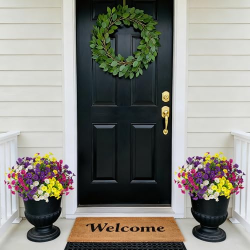 ADXORA 12 Bundles Morning Glory Artificial Flowers for Outdoor Decoration UV Resistant Fake Plastic Plants Artificial Greenery for Indoor Outdoor Garden Patio Window Box Home Decor - color: Puerple,light Purple,yellow,white