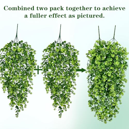 Waipfaru 4Pcs Fake Hanging Plants 3ft Fake Plants UV Resistant Fake Vines Artificial Decor for Indoor Outdoor Party Wall Porch Wedding Decoration,Light Green - color: Light Green Ivy Vines-thickened, size: 4Pcs Plants