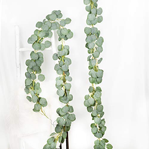 DearHouse 2PCS Eucalyptus Garlands Artificial Greenery Garland Faux Silk Eucalyptus Vines Wedding Backdrop Wall Decor Flower Arrangement - color: Light Green