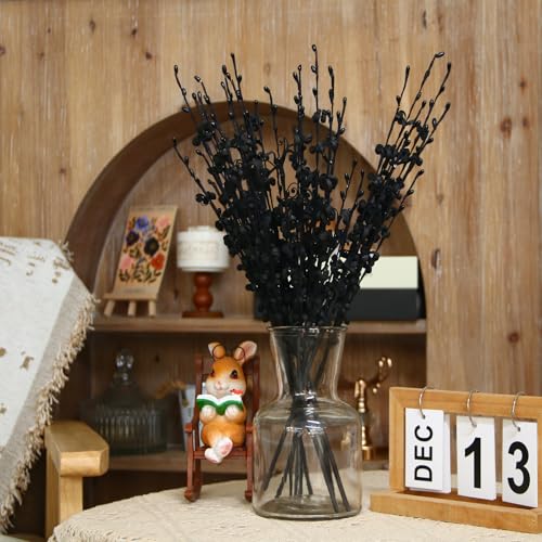 Wootkey 10pcs 17.5" Faux Jasmine Artificial Flowers Tall Black Floral Branches Stem for Home Wedding Vase Filler Anniversary Party DIY Decoration - color: Black, size: 10pcs-17.5''
