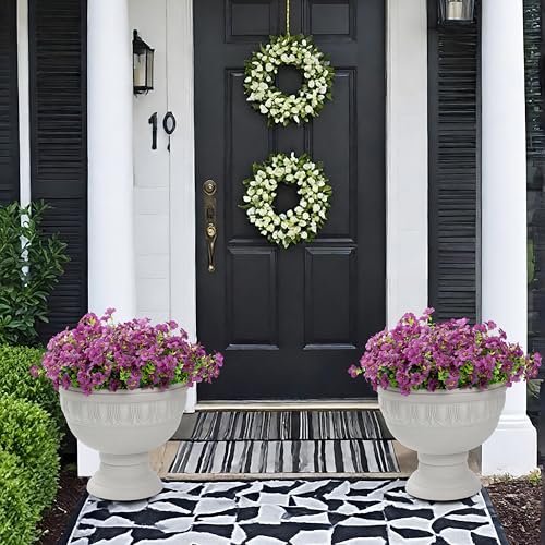 Artificial Flowers for Outdoor Indoor Garden Home Decoration, Faux Flower Daisy with Eucalyptus Leaves Fake Plants Greenery Boxwood Porch Patio, 12 Bundles - color: Red2