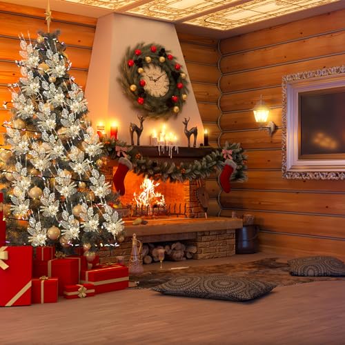 Tigeen 20 Pcs 16.5 Inch Gold Artificial Glitters Christmas Picks Decoration Sprays with Flowers Berry Leaves or Xmas Decor Wreaths Wreath Vase Fillers - color: Gold