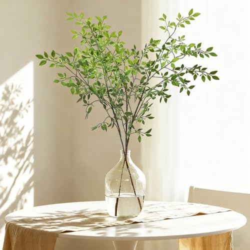 43.3 Inch Green Nandian Fake Plants 2 Pcs Greenery Stems for Vase Decor, Artificial Plants Faux Branches for Vase Filler Fake Leaves Office Home Decor - color: Green Nandina, size: 2 Pcs
