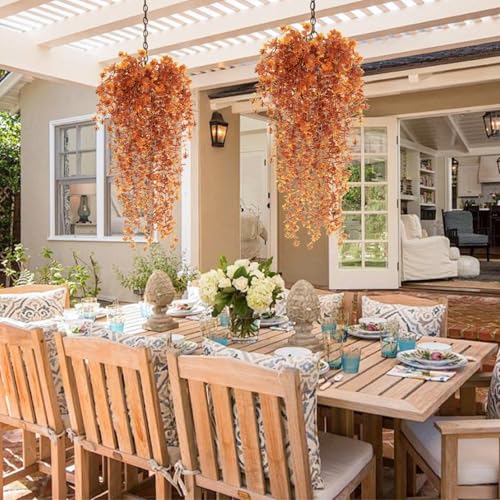 Fall Flower Artificial Artificial Hanging Plants Fake Hanging Flowers Fake Plants Faux Vine Plant Hanging Autumn Decor for Room Wedding Proch Yard Outdoor Home Wall Kitchen Bathroom Indoor (Brown) - color: Brown, size: Hanging Plants