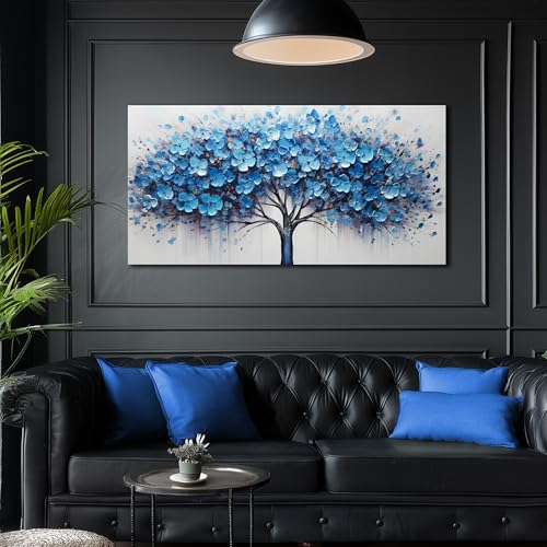 Tree of Life Wall Art for Bedroom Blue Wall Decor for Living Room Tree Prints Picture Decor 20 x 40 Inch - color: Blue, size: 40"L x 20"W
