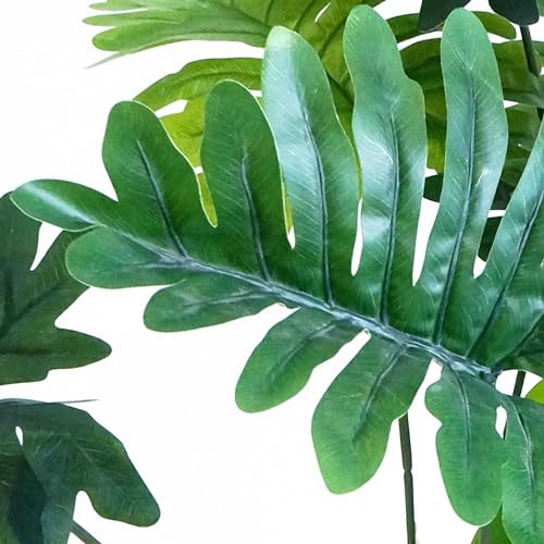 Artificial Tree in Geometric Pattern Planter, Fake Philodendron Tree Silk Tree for Indoor and Outdoor Home Decoration - 70" Overall Tall (Plant Pot Plus Tree) - style: Philodendron Tree
