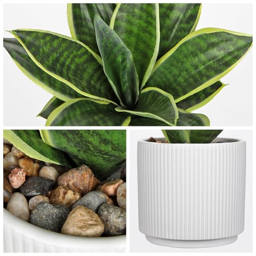 Artificial Agave Succulent Plants Faux Snake Plant Fake Succulent Agave Plants Potted in White Pot Succulent Aloe Plant for Desk Modern Office Living Room Table Shelf Home Indoor Outdoor Decor - color: Style 2