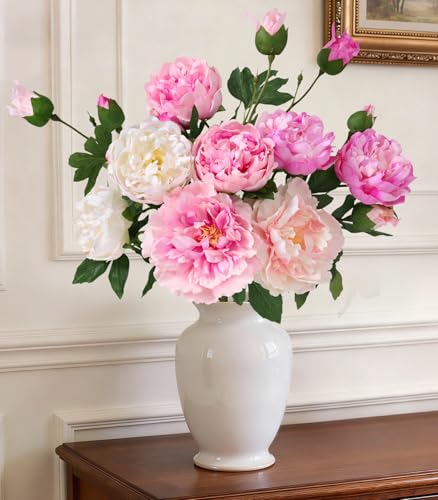 Yastouay 3 Bouquets Peonies Artificial Flowers with 22'' Long Stems, Latex Real Touch Faux Peony Flowers, Fake Peonies Bouquet for Table Centerpieces, Vases Home Wedding Party Decor (Mixed Pink) - color: Mixed Pink, size: 3PCS