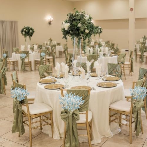 CISDUEO 120pcs Dried Bunny Tails Flowers Lagurus Ovatus Tail Dried Flowers Pampas Grass White and Blue 17" Natural Dried Floral Arrangement for Boho Decor Home Wedding DIY Farmhouse Table Christmas - color: White, Blue