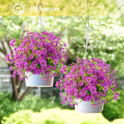 ATTGREAT Artificial Flowers Outdoors Faux Plants UV Resistant Fake Flowers Daisy 12 Bundles Plastic Greenery Plnats Outside for Garden Planter Patio Porch Spring Summer Home Home Decor, Purple - color: Purple, size: 12PCS