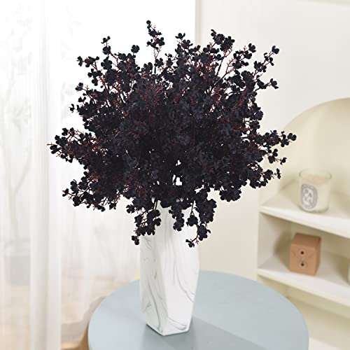 15PCS Artificial Baby Breath Flowers Fake Silk Real Touch DIY Floral Bouquets Decor Wedding Party Decoration Arrangements-Black - color: 15pcs-black