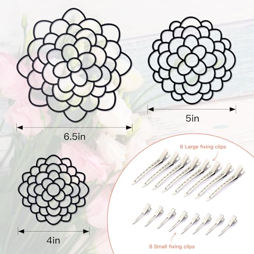 3 Pcs Metal Flower Frog for Vase, Blossom Grid Reusable Stainless Steel Floral Grid Flower Arrangement Holder, Fresh Flower Stems Bouquets Plant Fixation (Black) - color: Black