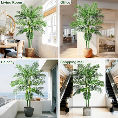 Big Faux Tropical Trees Tall Artificial Palm Tree Indoor Outdoor Realistic Floor Plants Large Fake Plant for Home Living Room Office Decor Porch Outside Patio arboles para Modern Farmhouse decoracion - color: Multi Pole Palm Tree, size: 6ft