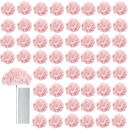 AVIVIHO 65pcs Fake Flowers Blush Hydrangea Artificial Flowers Bulk (Not Squished, No Steaming Need) Silk Flowers with Stems for Wedding Decor,Home,Baby Shower,Table Centerpieces Decoration - color: Blush, size: Medium