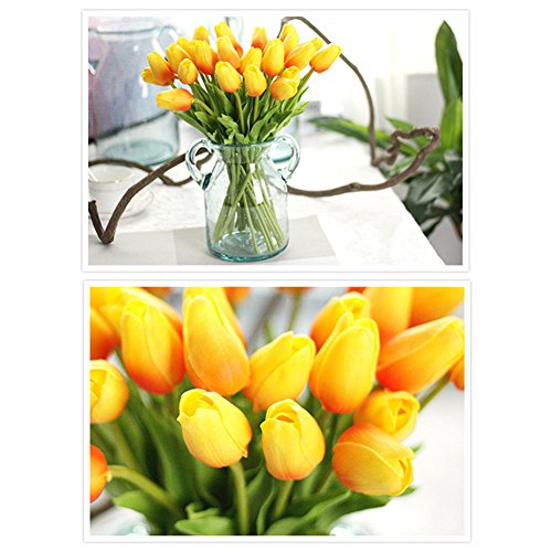 30 pcs Real-Touch Artificial Tulip Flowers Home Wedding Party Decor (Orange) - color: Orange