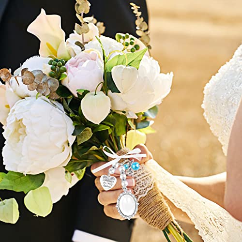 Vin Beauty Wedding Bouquet Photo Charm Bridal Bouquet Photo Charms for Wedding Memory Bow Pearl Charm Heart Styled Pendent