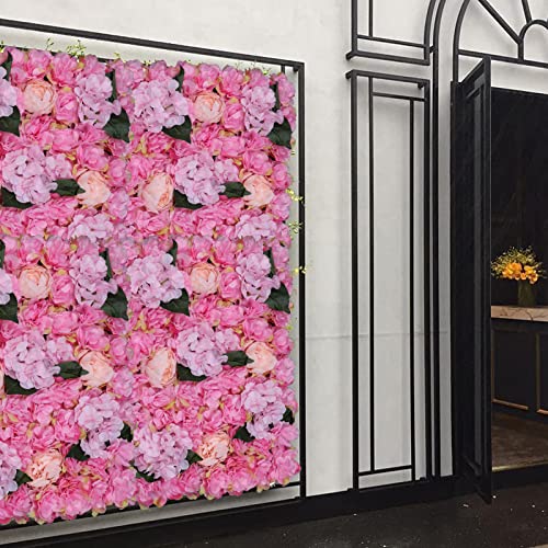 Gdrasuya10 6 Pcs Artificial Flower Wall Panels 3D Flower Background Panel for Wall, 60x40cm Wedding Flower Decorations Wall Silk Rose Panels for Party, Nail, Photo Areas, Stage Background (Pink) - color: 6pcs, Pink