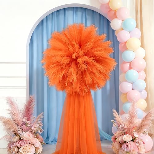 50pcs Orange Pampas Grass 21.6 Inch Non-Shedding Faux Pampas for Vibrant Warm Home, Boho Weddings and Terracotta Tone Vase Arrangements - color: Orange