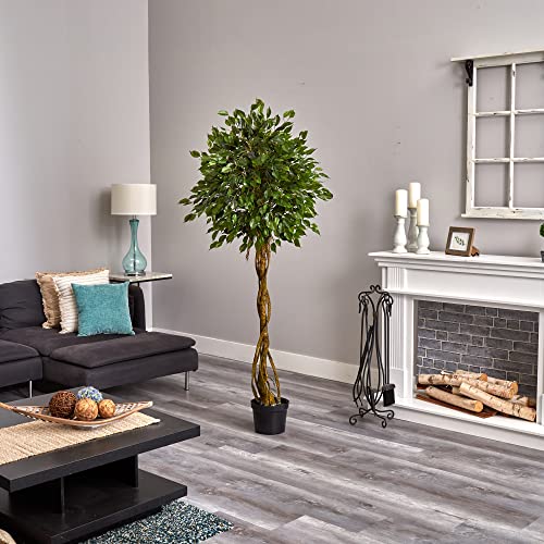 Nearly Natural 4ft. Ficus Artificial Tree with Woven Trunk, UV Resistant (Indoor/Outdoor)