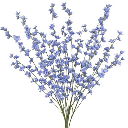 6 Pcs Artificial Forsythia Branches Fake Wildflowers Blue 41" Silk Flowers with Long Stems Faux Spring Flowers for Tall Vase Indoor Home Decor Dining Table Centerpieces Party Wedding Outdoor - color: Blue