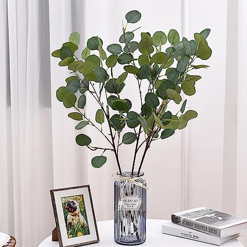 XZJMY 4 Pack Artificial Eucalyptus Stems Leaves 37.4" long Faux Eucalyptus Branches,Artificial Flowers Greenery for Home Decor Flower Arrangement Wedding Party Table Centerpiece (Green) - color: Green