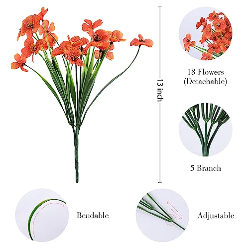 AGIRL 24 Bundles Artificial Fall Flowers Outdoor Indoor Decoration,Fake Plastic Flowers,Faux Mums Plant for Thanksgiving Fall Decor,for Hanging Outside Garden Front Door Porch Patio Window Box - color: Orange, size: 24