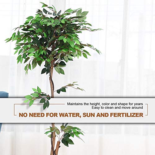 BestComfort 5.5 Feet Artificial Ficus Silk Tree, Decorative Indoor House Fake Plant, Artificial Leafy Tree Faux Potted Indoor Floor Plant for Home Office Decor - color: Ficus 5.5ft