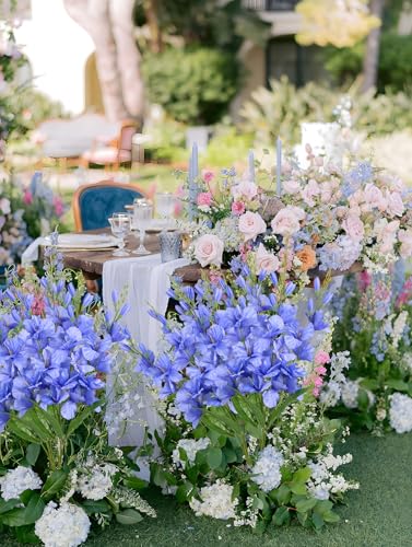 2 Bundles Royal Blue Gladiolus Artificial Flowers 10 Heads 26.38" Silk Flowers Faux Gladiolus Flowers for Wedding Centerpieces, Home Table Party Decor(Royal Blue) - color: Dark Blue