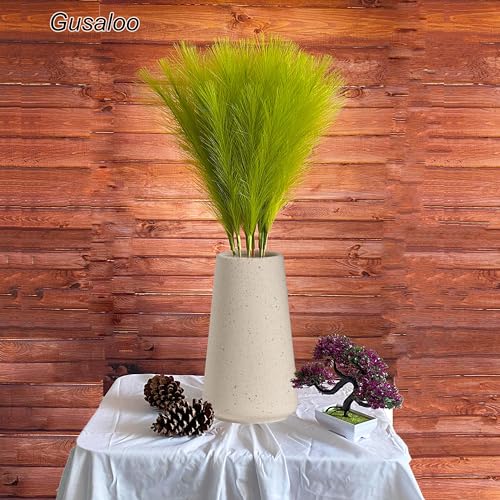 Artificial Faux Pampas Grass 8 Pcs Fake Artificial Adjustable Pampas Grass Variable Length Tall Fluffy Stems Table Vase Filler Centerpiece for Living Room Decor Boho Decor Wedding Grass Green - color: Grass-green