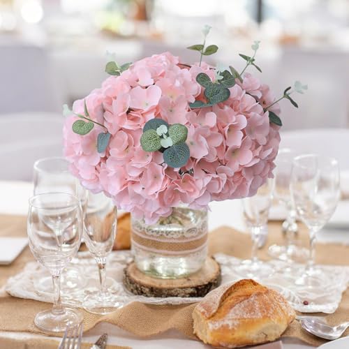 AVIVIHO 60 PCS Pink Hydrangea Artificial Flowers Bulk Fake Hydrangea Silk Flowers with Stems Flower Bouquets for Florals Arrangement Home Wedding Party Centerpieces Decor Arch Decoration - color: Pink, size: 60PCS