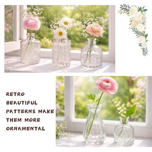 12 Pack Glass Bud Vase Set, Small Flower Vase Set Bud Vases for Wedding Centerpiece Table Decor, Vintage Small Vases for Room Home Dining Party Table Center Decor (Clear Set, 12 Pack) - color: Clear Set, size: 12 Pack