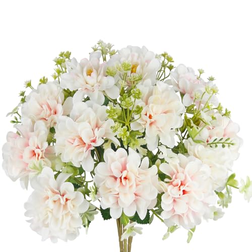 3 Pcs Silk Cemetery Flowers Artificial Geraniums for Outdoors UV Resistant Artificial Topiary Potted Faux Flowers for Planters Outdoor Hanging Front Porch Garden Patio Grave Decor Pink - color: Champagne Pink