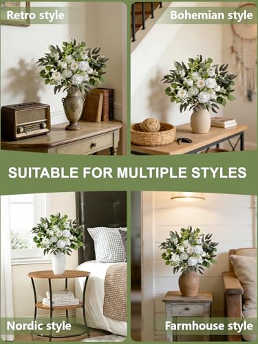 Artificial Wedding Greenery Filler Box Set 50Pcs with 8 Kinds Fake Greenery Stems for Centerpiece and Floral Arrangement Greenery Bouquet Filler(White Green) - color: White Green