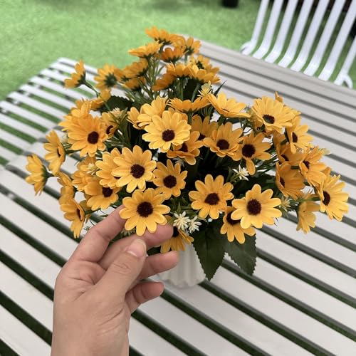 PASYOU Artificial Daisies Flowers, Field Daisy Bouquet Fake Silk Marguerites Flower 4 Pack Faux Plastic Plants Stems for Wedding Party Farmhouse Greenery Spring Decoration DIY Craft Decor - Yellow - color: Daisy 4 Pack- Yellow