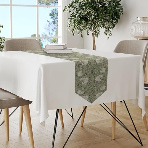 William Morris Vintage Floral Table Runner,Botanical Sage Green Yellow Rectangular Runner,Vintage Chic Table Runner for Holiday Party,Wedding and Indoor Outdoor Dining Table Decor,13"x72" - color: Vintage Flowers Runner-2