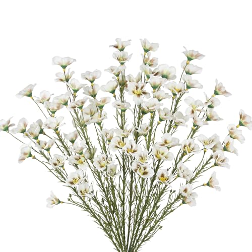 CITYES 10 Pcs Artificial Wildflowers White Fake Flower Stems 21" Silk Spring Flowers Forsythia Faux Wildflowers Floral Stems for Flower Arrangements Home Decor Indoor Outdoor Wedding Centerpieces - color: White 2