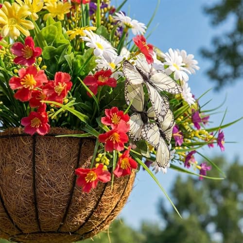 Artificial Flowers for Outdoor, 12 Bundles Mix UV Resistant Fake Flowers | No watering needed,Fade resistant,Bendable & flexible,Easy DIY freely,Maintain beauty long-term,Brighten up any space - color: 12pcs-mix