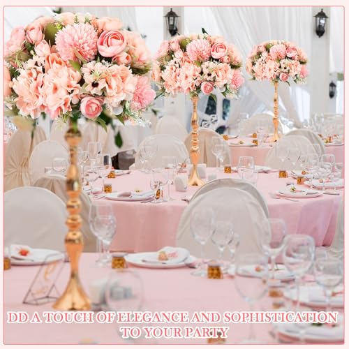 Tigeen Peonies Artificial Flowers Faux Roses Silk Flowers Hydrangea Artificial Bouquet for Wedding Table Centerpiece Floral Vase Home Office Bridal Decor(Pink,24 Bundles) - color: Pink