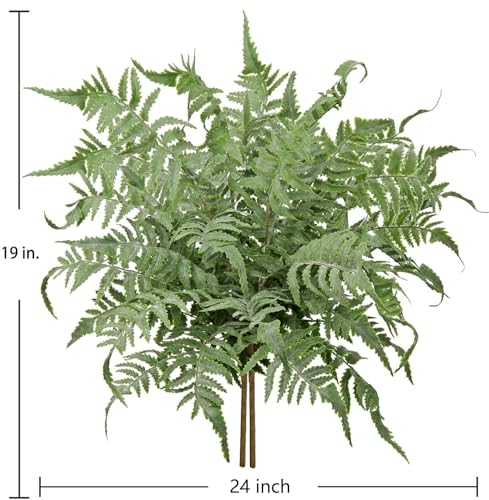 GnFlus Fake Plants Stem Artificial Boston Fern 19" Green Fake Greenery Branches 2 Pcs UV Resistant Faux Plant Bushes for Home Indoor Outdoor Garden Wedding Bouquet Table Decor - color: Greenery-4