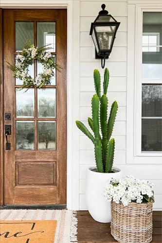 DILATATA Set of 2 32.5” Tall Fake Cactus Plant Potted Large Cactus 'Euphorbia Accruensis Cactus' Big Cacti Plants Artificial Cactus for Home Garden Office Decor Housewarming Gifts Faux Cacti - color: 2 Set Ea
