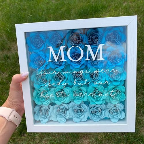 Mverse Light Blue Roses Artificial Flowers, Mini Paper Flower Crafts DIY Gift Decorations for Custom Shadow Box Frame, Graduation Cap, Cake Topper (18 Pieces, Light Blue) - color: 16- Light Blue
