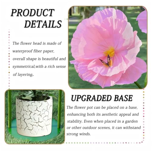 5.8 Ft Giant Artificial Flowers,Large Paper Flower,Huge Poppy Flowers Decoration for Wedding,Hotel,Office,Window Display and Home Farmhouse Decor(Pink) - color: Pink