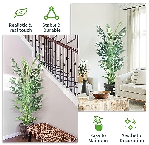 HAIHONG 6FT 2Packs Artificial Palm Tree,Faux Areca Palm Plant with Real Touch Leaves and Adjustable Branches,Fake Tropical Palm Tree for Home Office Indoor Outdoor Modern Decoration - color: Areca Palm Plant, size: 3ft