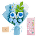 Crochet Flower Bouquet, Handmade Crochet Flowers Knitted Tulips Rose Bouquet Gift, Valentines Birthday Anniversary Knitted Flowers Gifts for Girlfriend Mother Wife Women (Blue) - color: Z-blue