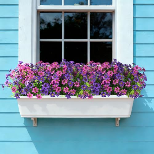Artificial Flowers for Outdoor Faux Flower Spring Decoration, 12 Bundles Fake Plants Silk Daisy Bulk UV Resistant Realistic for Outside Porch Patio Balcony Planter Yard Garden Home Decor(Purple) - color: Multicolor Blend 4
