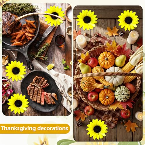 Coferset 40pcs Fake Sunflower Heads with Stems, 4" Sunflower Artificial Silk Flower Heads for Crafts, Sunflower Decorations for Birthday Party Baby Shower Wedding Bathroom Home Decor(Bright Yellow) - color: Bright Yellow-40pcs